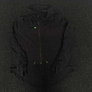 925fit Black Oversized Hooded Full Zip Jacket Women's XS/S Athleisure Athletic‎